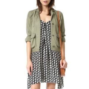Madewell Green Jacket with Black and White Dress